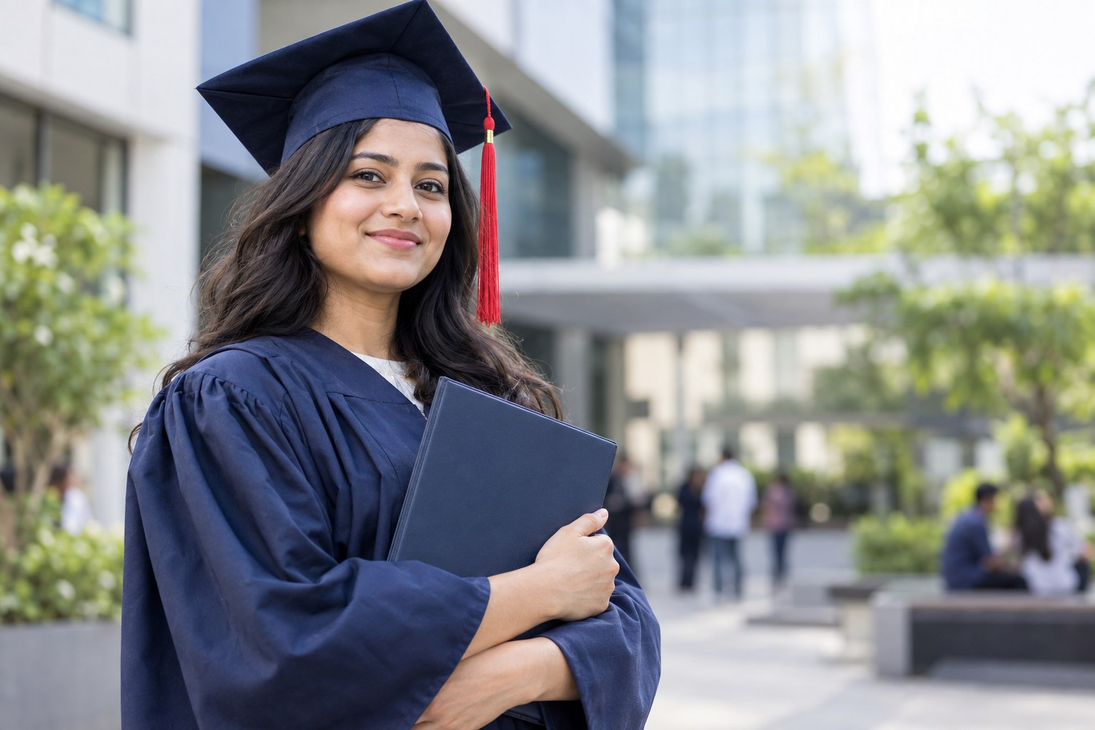 Graduate smiling in cap and gown